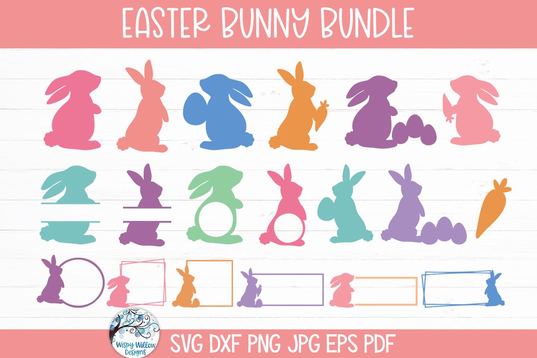 Easter Bunny SVG Bundle for Cricut, Kids Easter Bunnies Silhouettes ...