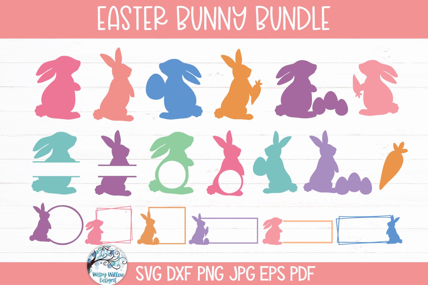Easter Bunny SVG Bundle for Cricut, Kids Easter Bunnies Silhouettes ...