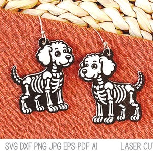 Golden Doodle Hund Skelett Ohrring SVG-Datei für Laser Cutter, Labradoodle Halloween Schmuck für Glowforge, Xtool, lustig Herbst Haustier Tier
