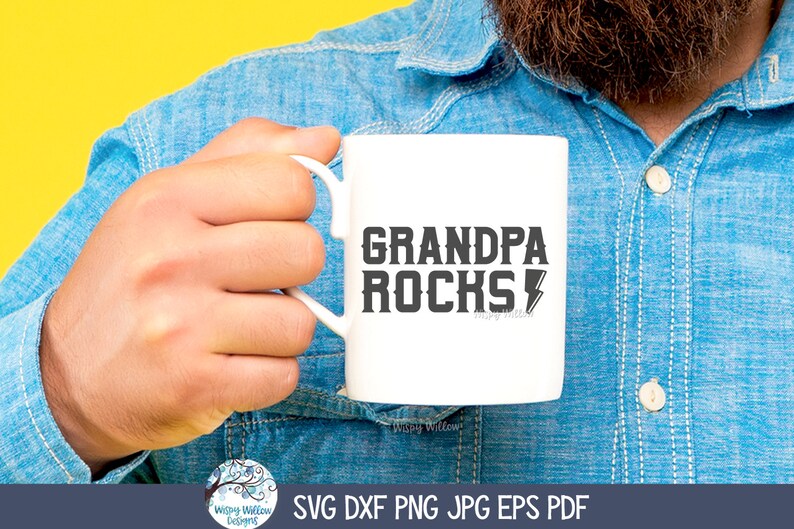 Grandpa Rocks SVG for Cricut, Rock N Roll Grandparent Tshirt Design PNG ...
