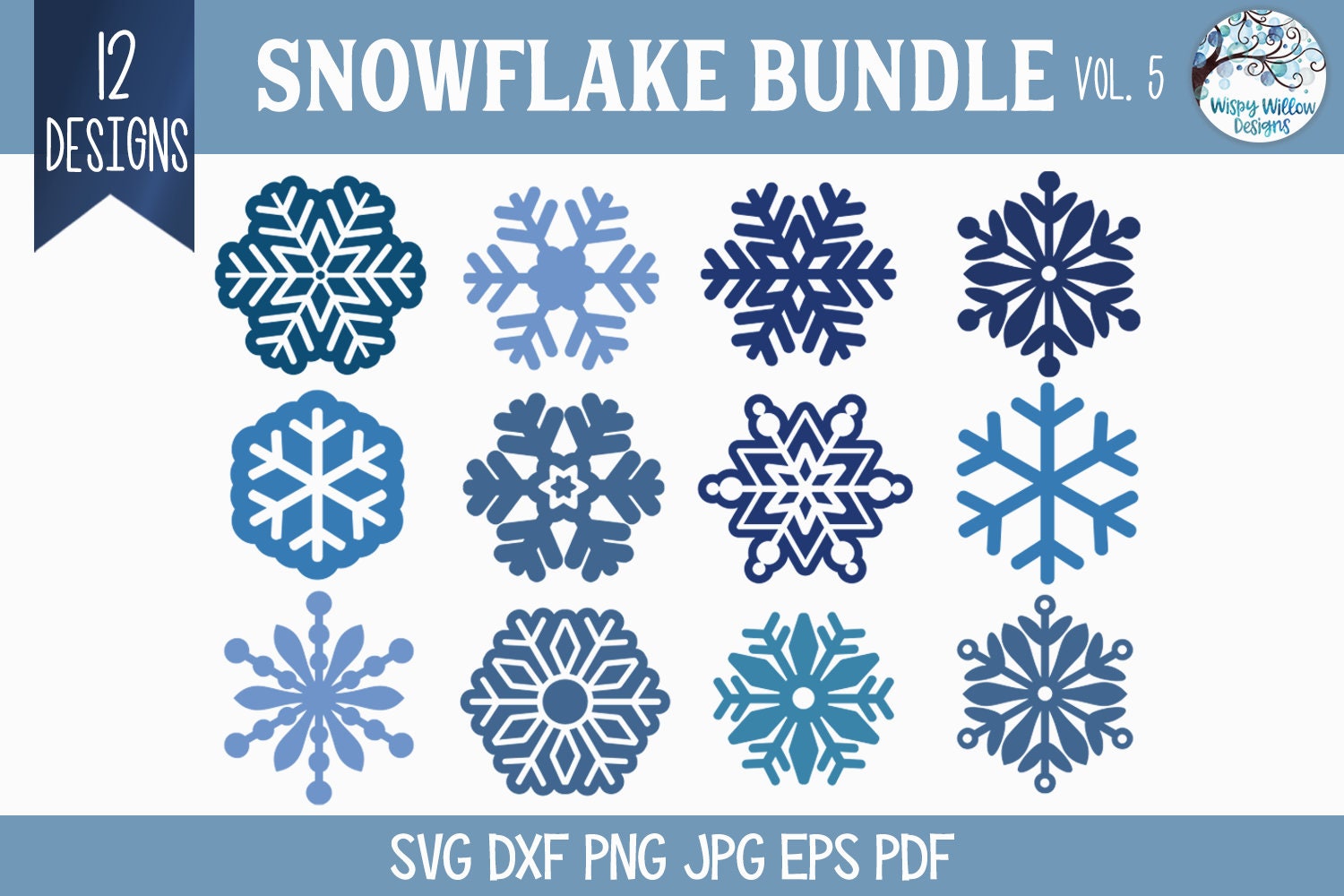 Snowflakes SVG File Bundle for Cricut, Snow Clipart PNG, Winter ...
