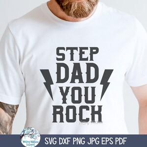Step Dad You Rock SVG voor Cricut, Rock N Roll Dad Tshirt Design PNG, Vaderdagcadeau, bestand mannenshirt, cadeau vader, gesneden bestand vinyl decal