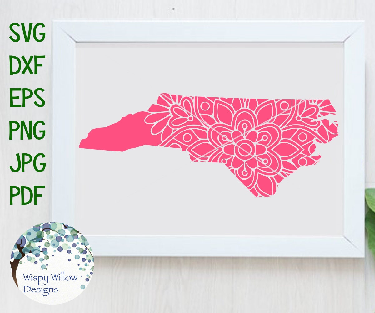 Download North Carolina Floral Mandala Svg Dxf Pdf Png Digital Etsy