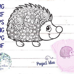 Hedgehog Zentangle SVG, DXF, pdf, png, jpeg, Download digital, Hedgehog SVG, Floral, Intricado, Zentangles, Arquivo de corte, Animal, Vinil, Mandala
