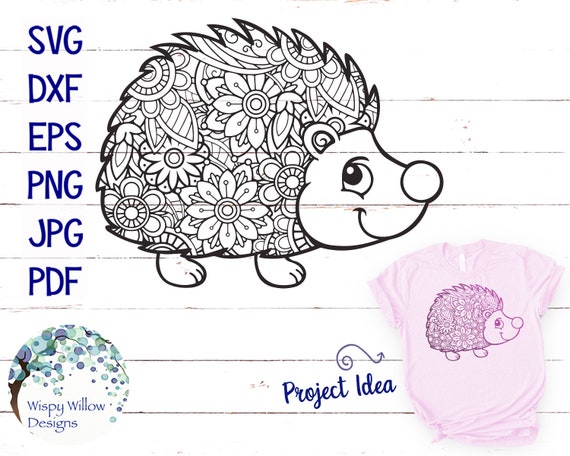 Download Hedgehog Zentangle Svg Dxf Pdf Png Jpeg Digital Download Etsy