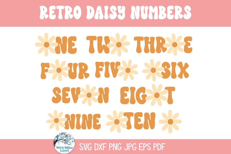 Retro Daisy Number SVG Bundle for Cricut, Baby's First Birthday Party Decor, Retro Daisy Numbers for Birthday Party, Baby Milestone PNG image 3