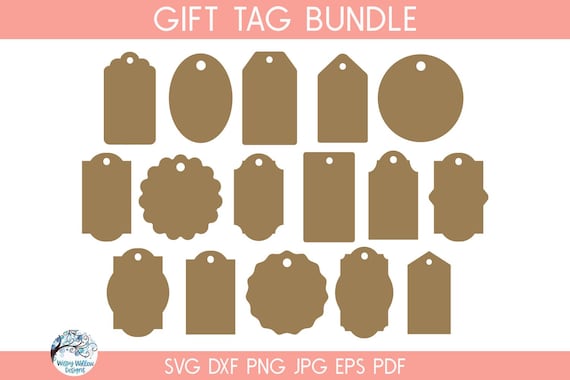 Gift Tag SVG File Bundle for Cricut, Blank Paper Tag Shapes for Presents, Cardstock Label Price Tag, Christmas Tag, Product Tag SVG Download