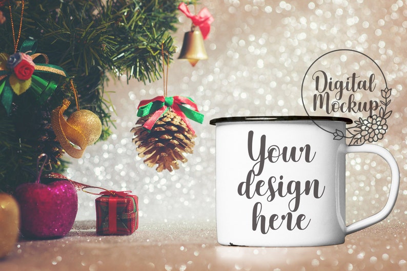 Download Christmas Coffee Mug Mock Up Enamel Mug Mockup Mockups | Etsy