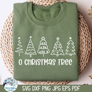 O Christmas Tree SVG for Cricut, Christmas Tree Doodles, Merry Christmas Shirt Design PNG, Winter Holiday Phrase, Vinyl Cut File Download