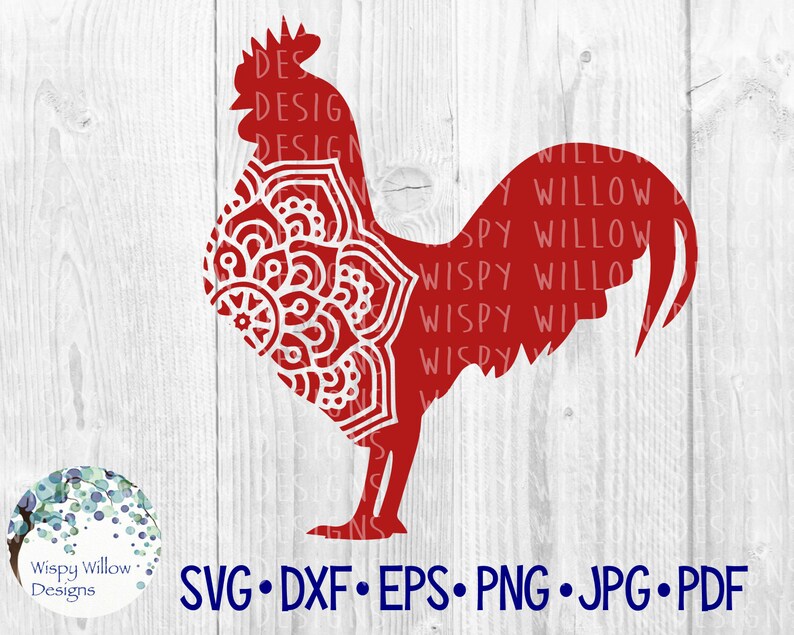 Download Rooster Mandala SVG DXF pdf png eps jpeg Digital | Etsy