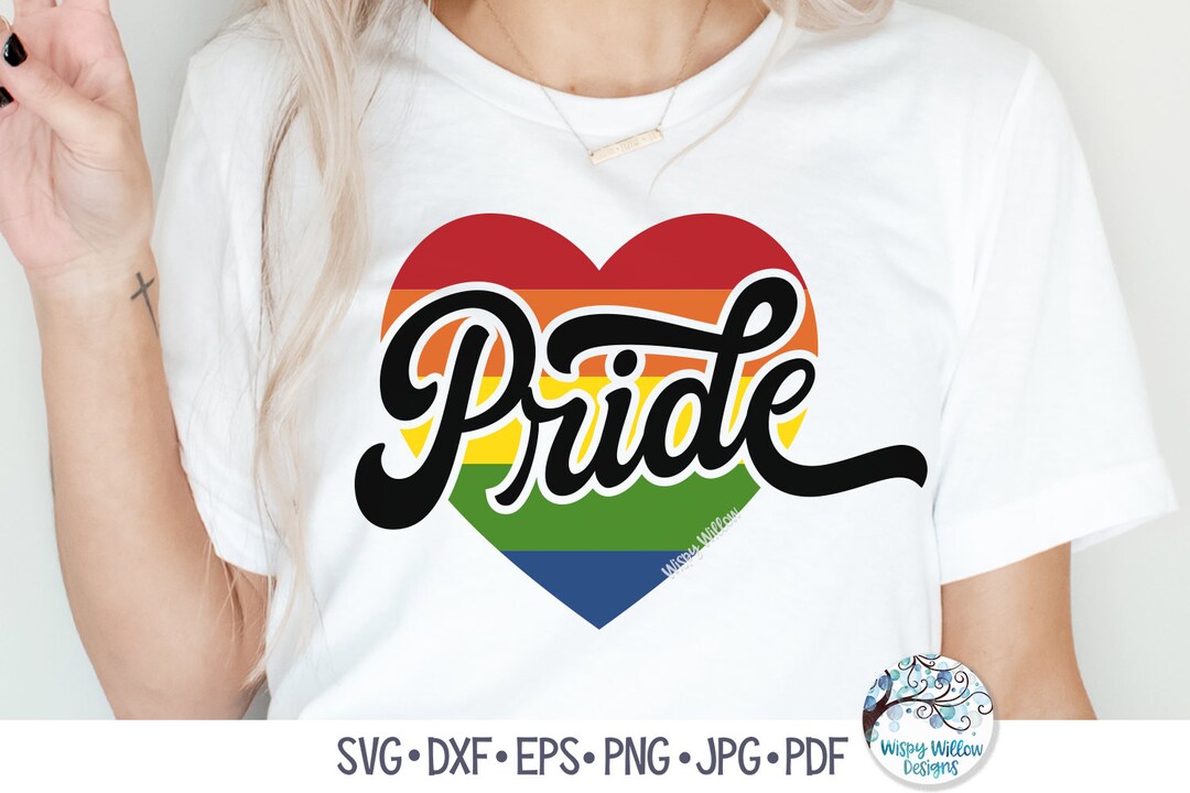Pride Heart SVG, Gay Pride Svg, Retro Pride Shirt Svg, LGBTQ Pride Svg ...