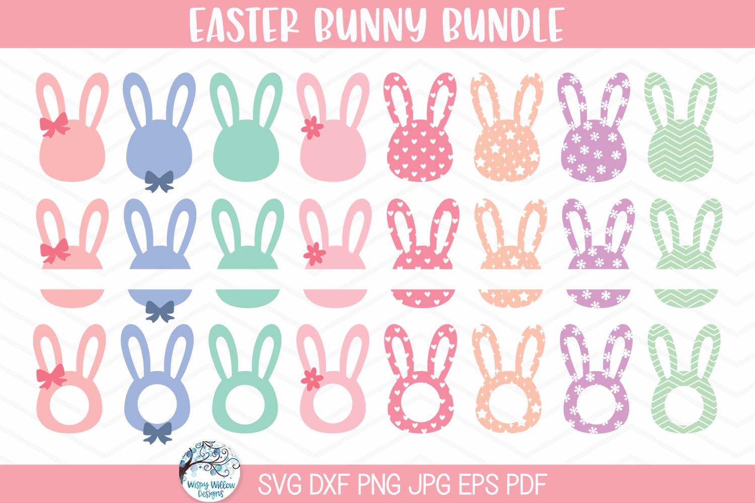 Easter Bunny SVG File Bundle for Cricut, Personalized Monogram Name ...