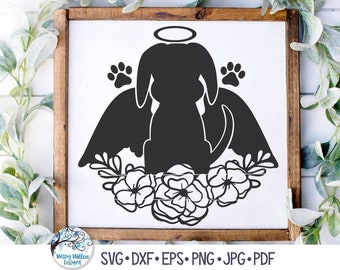 Angel Dog Svg, Dog with Angel Wings Svg, In Memory of Dog Svg, Dog Memorial Svg, Pet Memorial Angel Svg, Remembrance, Vinyl File for Cricut