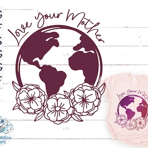 Hou van je moeder bloemen aarde SVG, Earth Day Svg, aarde met bloemen Svg, hippie SVG, moeder aarde Svg, planeet, bloemen, bloemen Svg, png