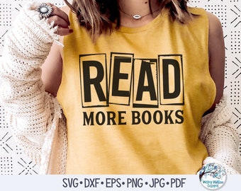 Lesen Sie mehr Bücher SVG, lesen Sie mehr Bücher Shirt Design SVG, Block Vintage Letter Press Typ, Lesen, lesen Sie mehr Bücher Sublimation, Bücher JPG Png