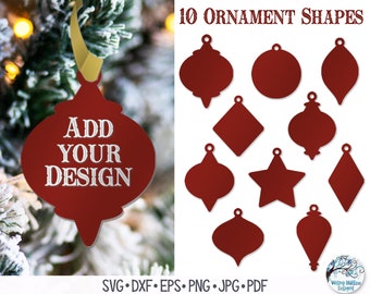 Kerst ornament vormen SVG voor Cricut, ornament blanks bestand, ornament silhouetten, kerst SVG-bestand voor Glowforge laser of vinyl cutter