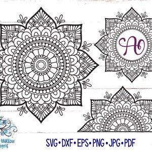 Mandala SVG Bundle, DXF, png, Mandala Border, Monogram Border, Mandala Monogram, Intricate Svg, Boho, Hippie, Cricut, Silhouette, Cut File