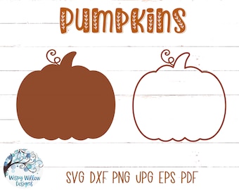 Pumpkin SVG File for Cricut, Pumpkin Outline and Silhouette Clipart, Thanksgiving, Halloween, Gourd, Vinyl Decal Cut File, Simple Pumpkins