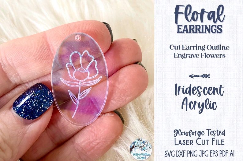 Floral Earrings Bundle, File for Glowforge or Laser Cutter, Spring Flower Earrings, Wood Earring SVG File, Flower Bouquet Dangle Earrings image 5