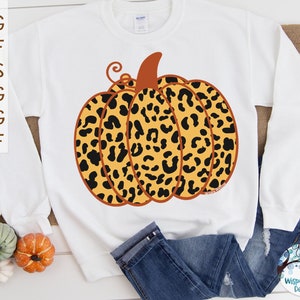Pumpkin with Leopard Print SVG, Leopard Print Pumpkin PNG Clipart, Fall Printable JPG, Thanksgiving Sublimation, Animal Print Halloween