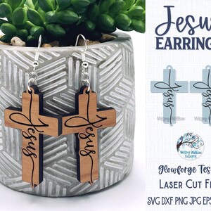 Jesus Earring File for Glowforge or Laser Cutter, Christian Cross Wood Earring, Glowforge Jewelry Craft, Religious Laser Cut Earring File