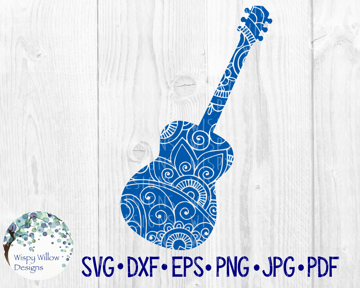 Download Guitar Floral Pattern Mandala SVG DXF eps jpg pdf png | Etsy