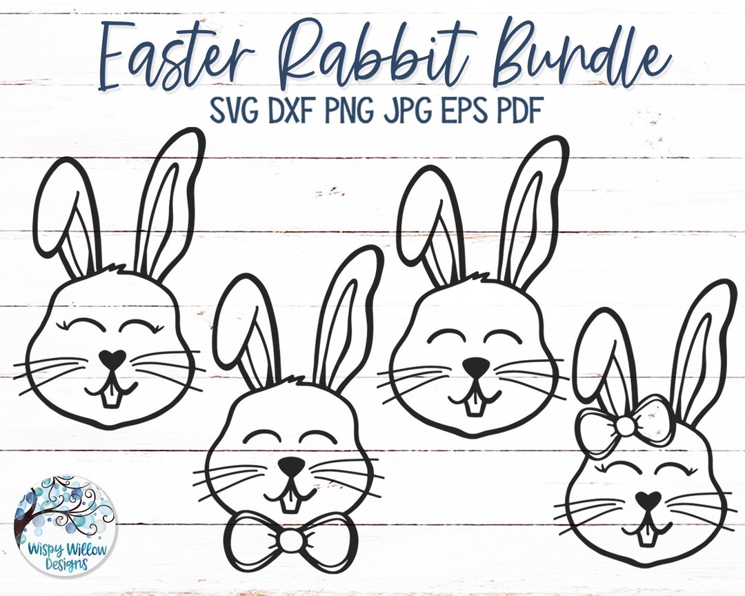 Easter Bunny SVG for Cricut, Girl and Boy Easter Rabbit Faces, Spring ...