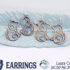 Dog Earring File for Glowforge or Laser Cutter, Animal Wood Earring, Pet Jewelry Design, Dog with Heart Tail SVG, AI, Laser Cut Earring File image 2