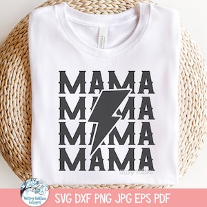 Mama SVG für Cricut, Rock N Roll, Blitz, Coole Mama, Rocker Mama Shirt Design PNG, JPG, Vinyl Aufkleber Schnittdatei