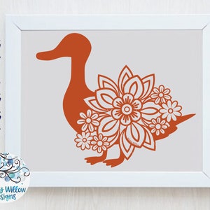 Floral Duck SVG File for Cricut, Farm Animal Mandala Clipart PNG, Mallard Bird, Vinyl Decal Cut File, Intricate Boho Animal SVG