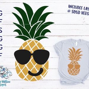 Pineapple with Sunglasses SVG, DXF, Boy Pineapple Svg, Digital Download, Fruit, Summer Pineapple Svg, Cricut, Vinyl Decal, Cool Pineapple