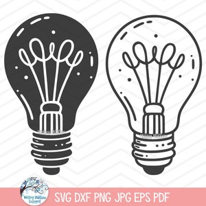 Ampoule SVG pour Cricut, dessin vintage d'ampoule Edison, contour d'ampoule, lumière Silhouette Clipart PNG, fichier coupe sticker vinyle