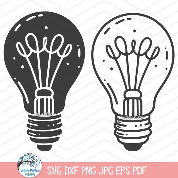 Lightbulb SVG for Cricut, Vintage Edison Bulb Drawing, Light Bulb Outline, Light Silhouette Clipart PNG, Vinyl Decal Cut File