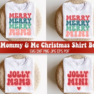 Mommy and Mini SVG para Cricut, paquete de SVG navideños fantásticos, camisetas familiares retro a juego para mamá y bebé, archivo de corte de calcomanía de vinilo