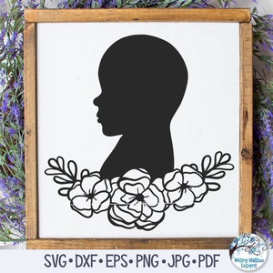 Baby with Flowers SVG, Floral Baby Svg, Baby Silhouette, New Baby Gift, Baby Sign, Infant, Nursery Sign Svg, Cricut Vinyl Decal File