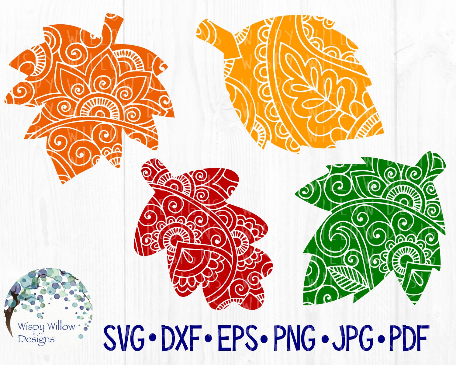 Download Leaves Mandala SVG dxf png eps jpg Fall Zentangle | Etsy