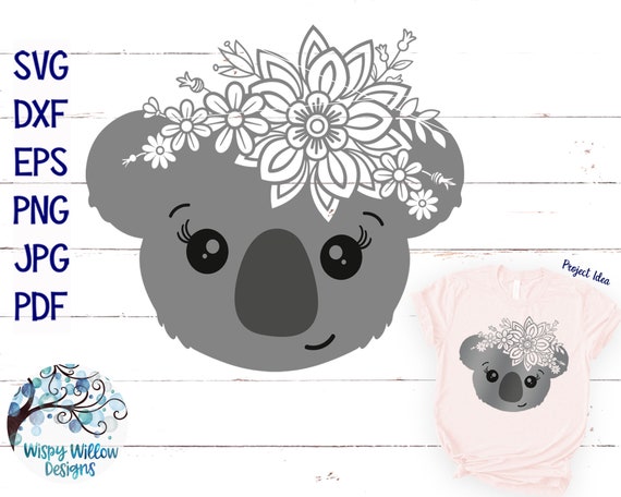 Download Floral Koala Svg Dxf Png Girl Koala Face Svg Koala With Etsy