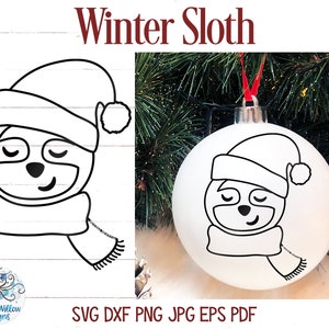 Winter Sloth SVG, Christmas Sloth Svg, Christmas Svg, Christmas Animal Svg, Sloth with Santa Hat, Cute Sloth Shirt Design, Santa Sloth, Png