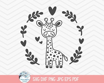 Giraffe SVG for Cricut, Baby Animal Clipart PNG, Baby Shower, Cute Kid's Shirt, Whimsical Nursery, Zoo, African Jungle Animal, Cut File