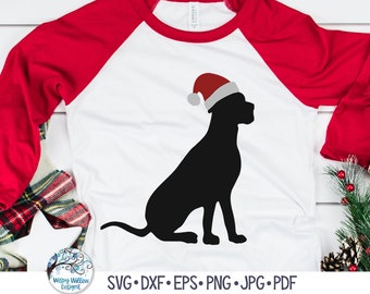 Big Dog with Santa Hat SVG, Christmas Great Dane Dog SVG, Santa Dog Svg, Christmas Animal Svg, Great Dane Png, Vinyl Decal Files for Cricut