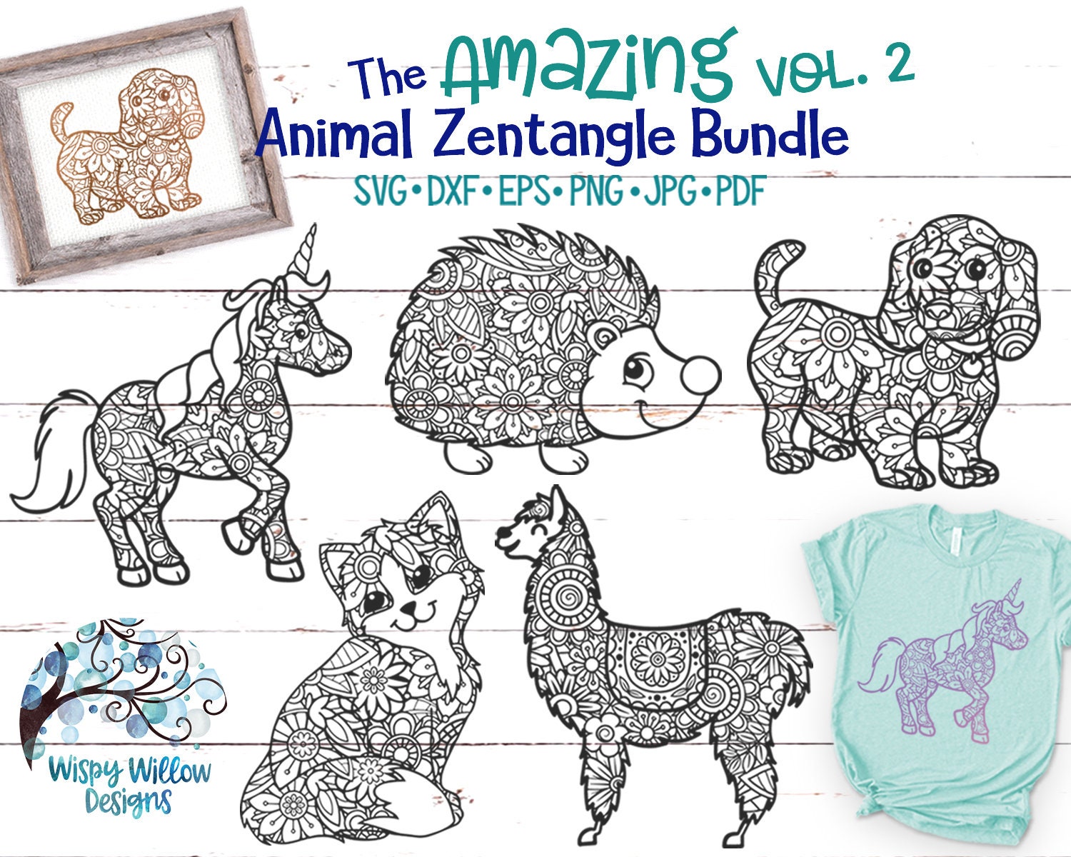 Download The Amazing Animal Zentangle Vol 2 Svg Bundle Cat Dachshund Etsy