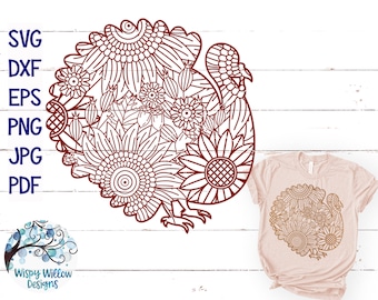 Turkije Zentangle SVG, Turkije Mandala SVG, DXF, Turkije met bloemen, png, Thanksgiving Svg, Fall Svg, Turkije Svg, Fall Shirt, Mandala Turkije