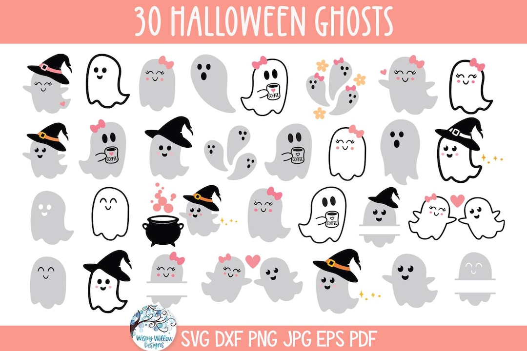 Halloween Ghost SVG Bundle for Cricut, Cute Girl Ghosts,spooky Fall ...