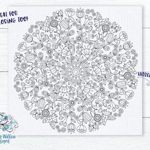 Mandala d'amore SVG, Mandala con parole nascoste, Mandala floreale, DXF, png, File di download digitale, Fiori, Mandala da colorare, Intricato, Mandala Svg