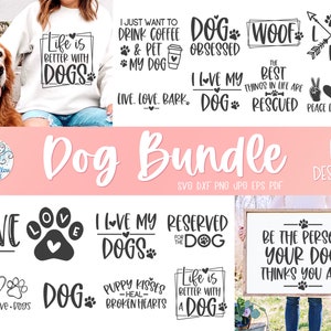 Hond SVG-bundel voor Cricut, grappige huisdier gezegden, ik hou van mijn honden, Peace Love Dogs, hondencitaten voor borden, sticker Live Love Bark, gesneden bestanden PNG JPG