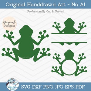 Frog SVG, Tree Frog Silhouette SVG for Cricut, Cute Frog Boy Monogram, Simple Frog Clipart Png, Animal Vinyl Decal Cut File, JPG Printable