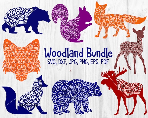 Download Woodland Animal Mandala Svg Bundle Dxf Bear Fox Elk Etsy