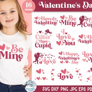 Valentijnsdag SVG-bundel voor Cricut, I Love You, Cuter Than Cupid, Howdy Valentine, Groovy Retro Valentine-zinnen, vinylsticker gesneden bestanden