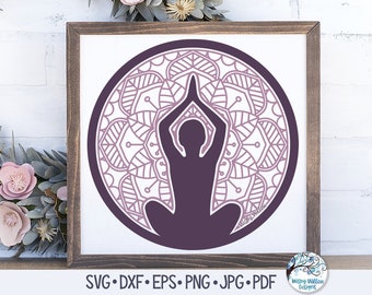 Yoga Mandala SVG, Meditation Mandala Svg, Meditate Mandala Svg, Yoga Svg, Vinyl Decal File for Cricut, Mandalas, Yogi, Peace, Meditating