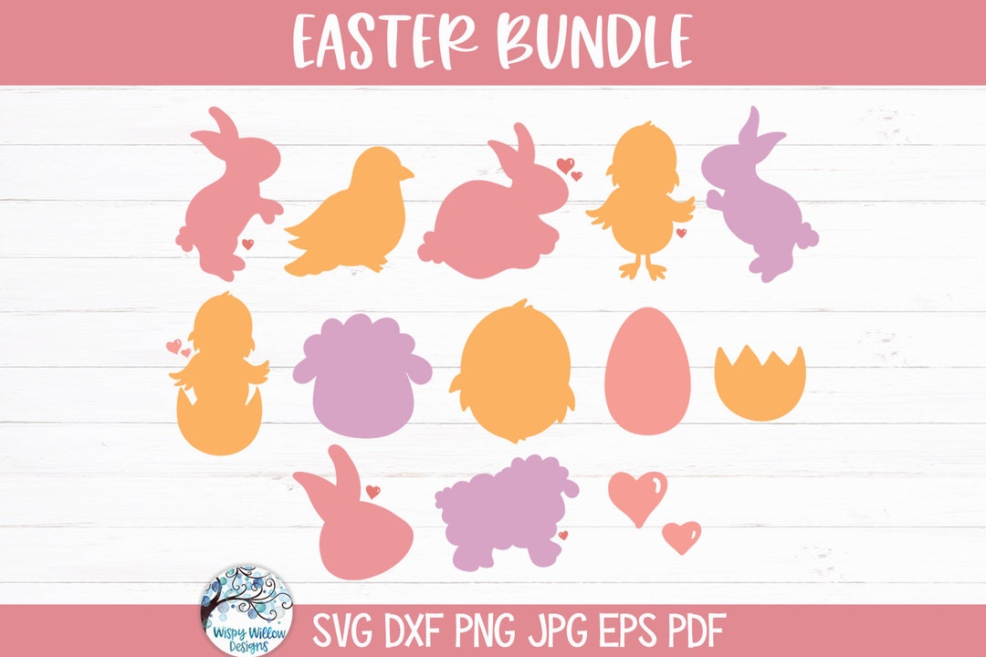 Easter Bunny SVG Bundle for Cricut, Kids Easter Animals Silhouettes ...